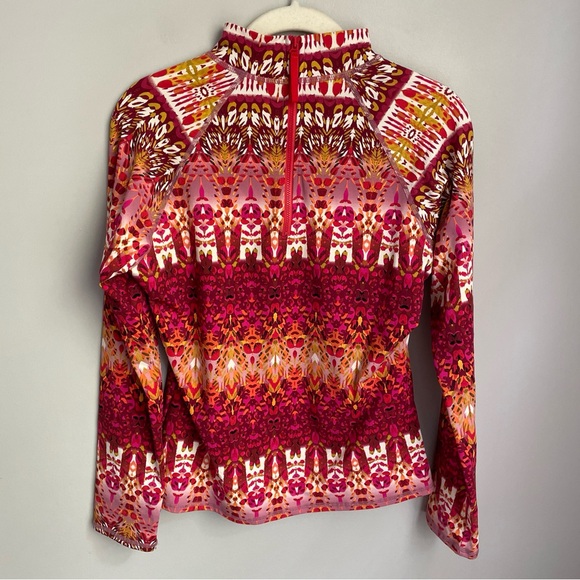 Garnet Hill Pink Geo Print Rash Guard Size Medium - Picture 2 of 9